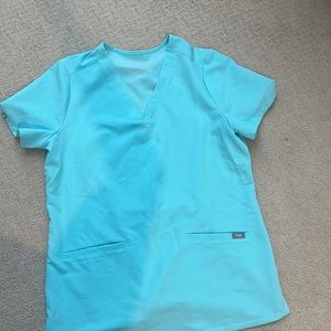 Aqua figs scrub top